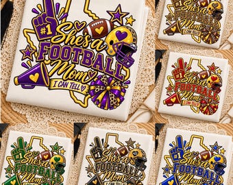 « Maman de foot, ça se voit ! » (PNG), Pack PNG « Maman de foot », T-shirt Texas Leopard pour les jours de match, Sublimation 7 couleurs pour mamans sportives