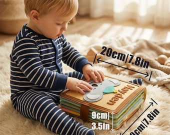 Libro de fieltro personalizado para actividades tranquilas, libro Montessori personalizado, juguete sensorial para niños pequeños, regalo para bebés, juguete educativo.