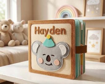 Personalized Felt Quiet Book, Montessori Baby Toy, First Birthday Gift