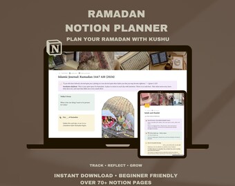 Ramadan Notion Planner | Islamic Journal, Prayer Tracker (Digital Download)