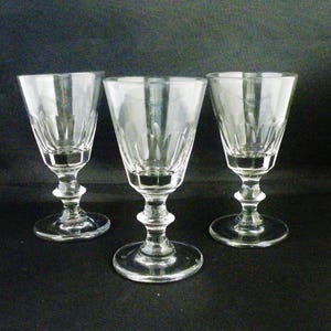 Antique wine glasses , small size panel cut- Victorian era trio