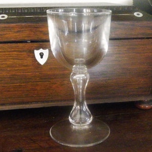 Antique port wine glass with bubble baluster stem