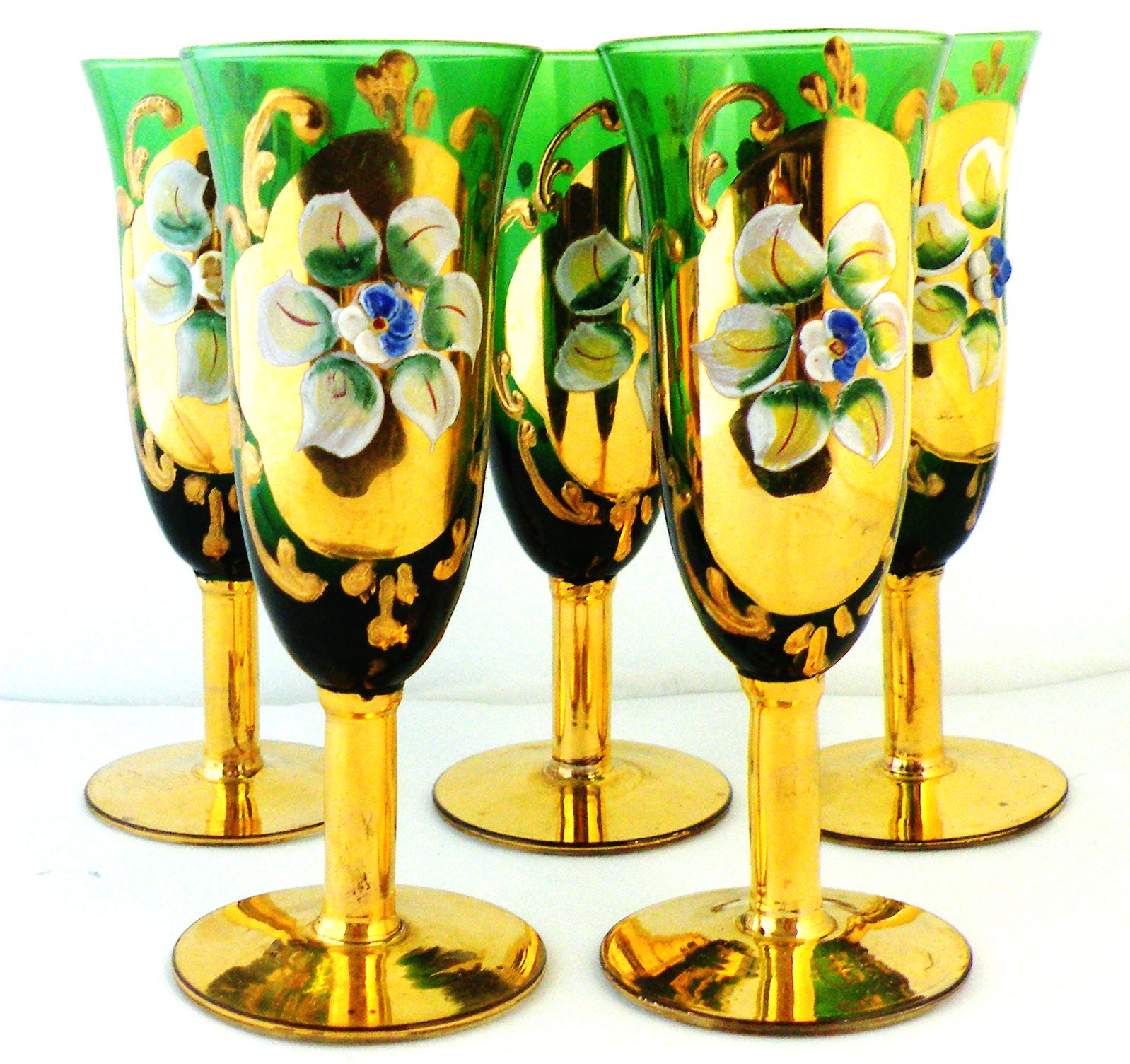 ベネチアンガラス イタリア製 ペア ワイングラス ベネチアングラス 金彩 まとめ ベネチアングラス ペアセット アンティーク イタリア製 ベネチアン
