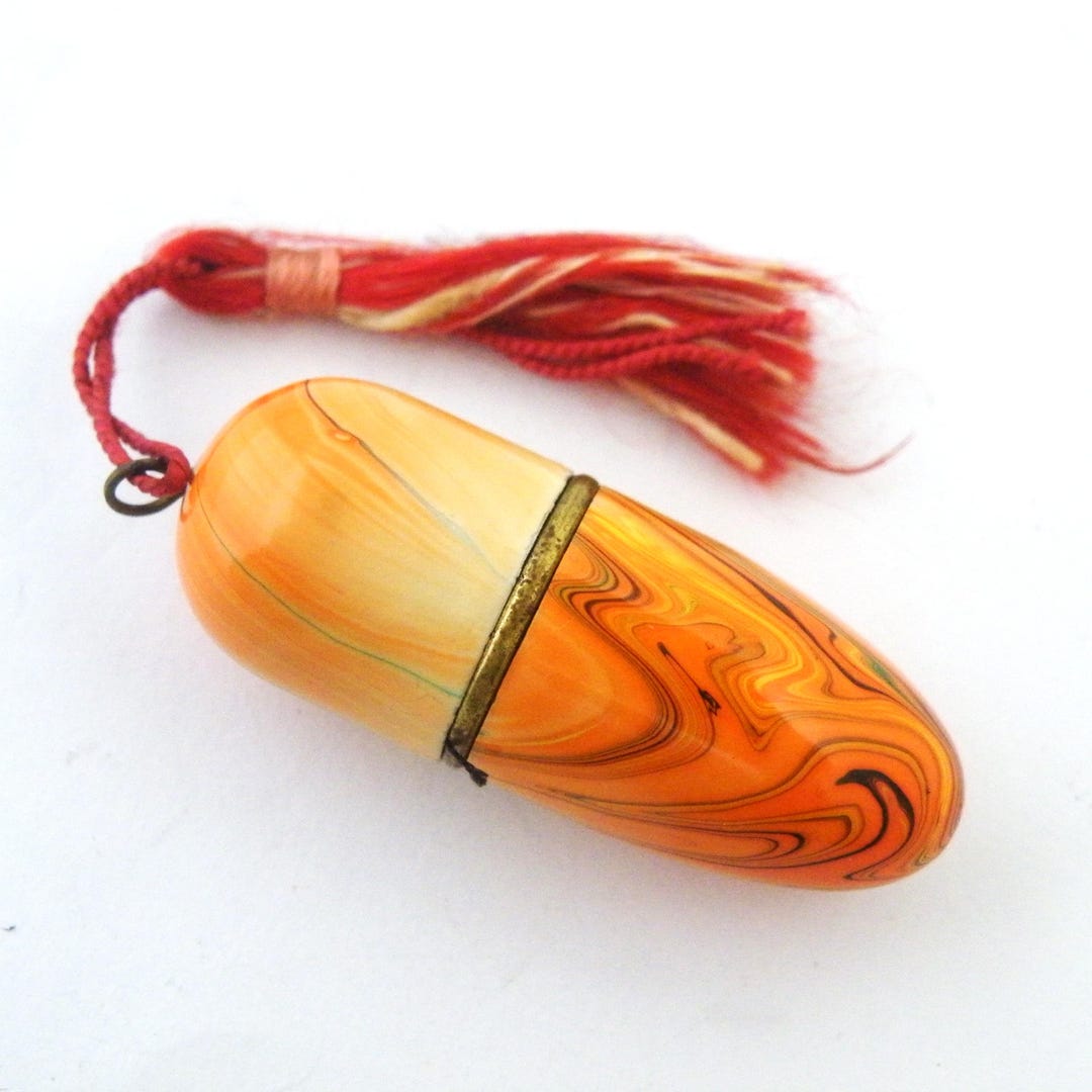 Vintage Marble Lacquered Bullet Shape Thimble and Spool Case - Etsy