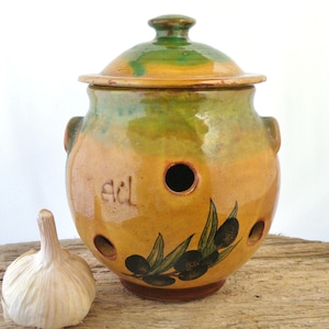 LUNCHS Matte Glaze Garlic Keeper For Counter Countertop Storage Ceramic