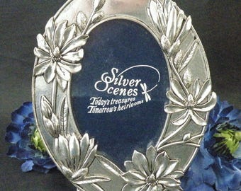 Vintage photo frame by Silver Scenes magnolia design, larger size in original box
