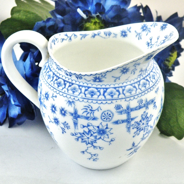 Victorian Crown Derby porcelain cream jug OSBORNE blue and white