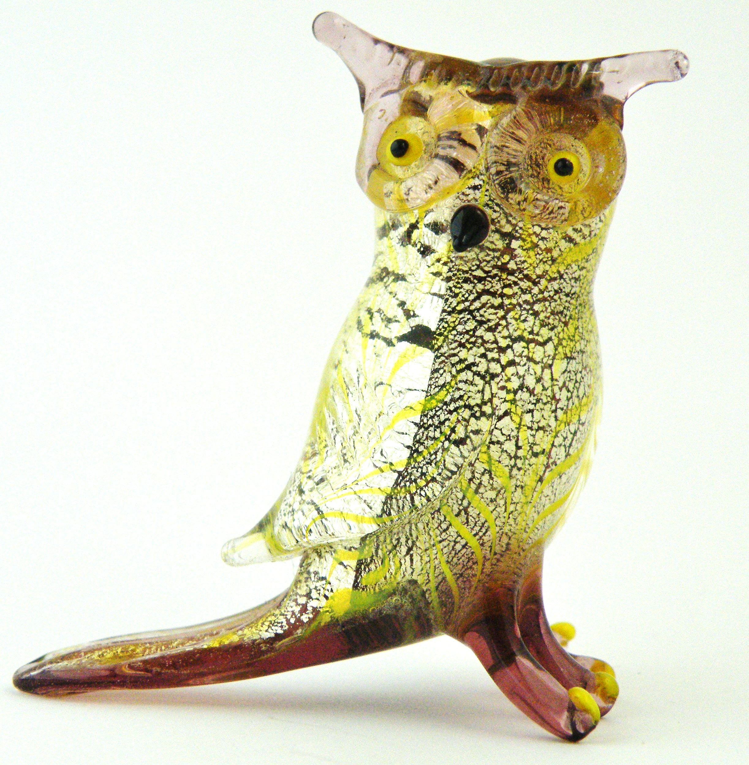 ムラーノガラス ヴィンテージ フクロウ置物 ムラーノガラス