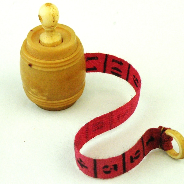 Antique French tape measure turned vegetable ivory tagua nut