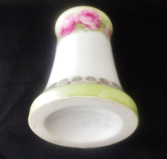 Antique ceramic hat pin holder pink roses - image 4