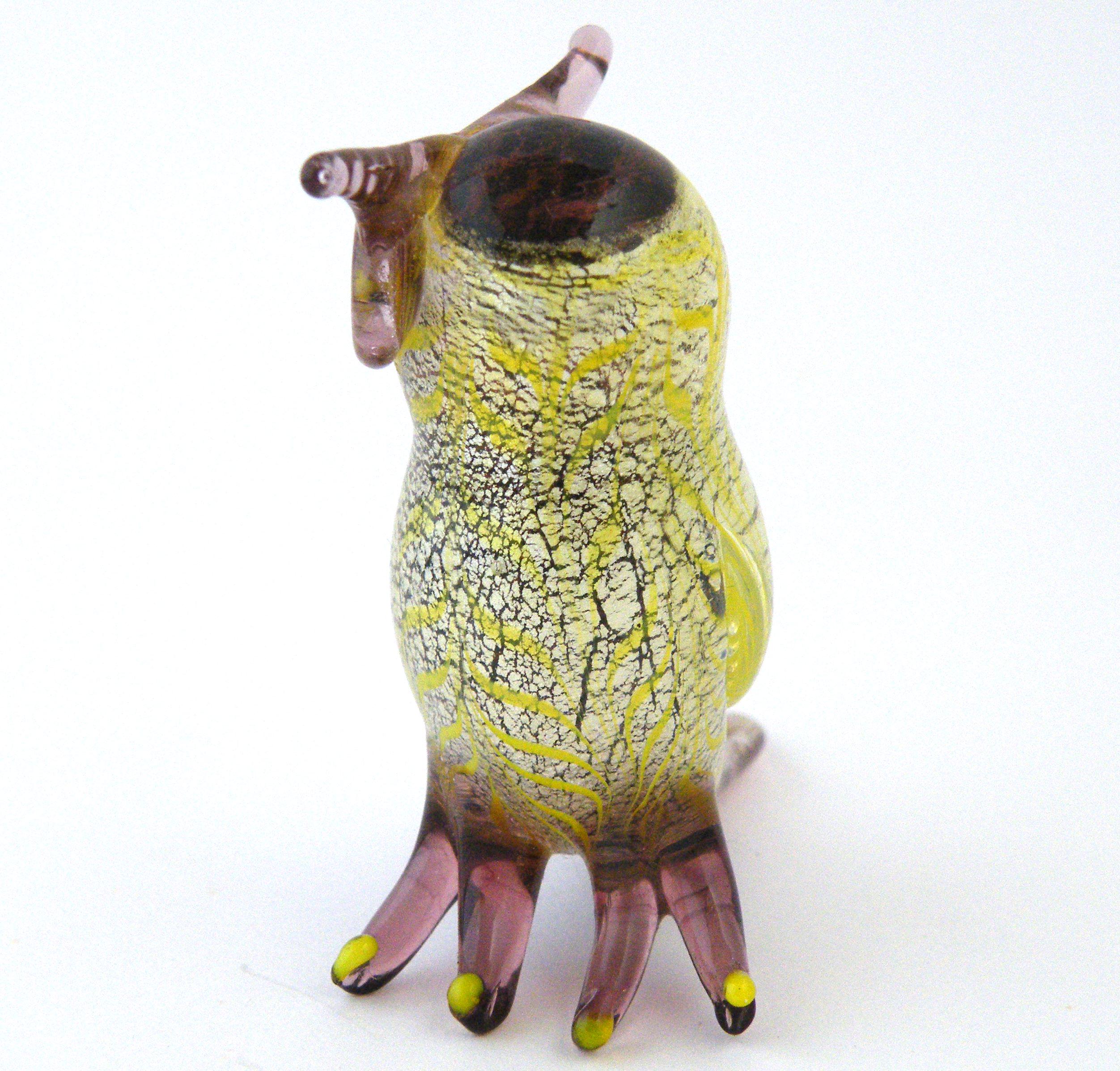 ムラーノガラスのフクロウ、銀箔ソメルソ製ベネチアンアートガラスの