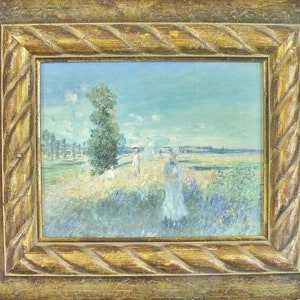 Vintage Monet Style Oleograph: French Landscape, Gold Frame