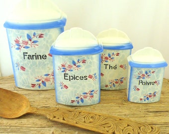 French kitchen canisters porcelain , art deco vintage storage jars, Ditmar Urbach 1920s.
