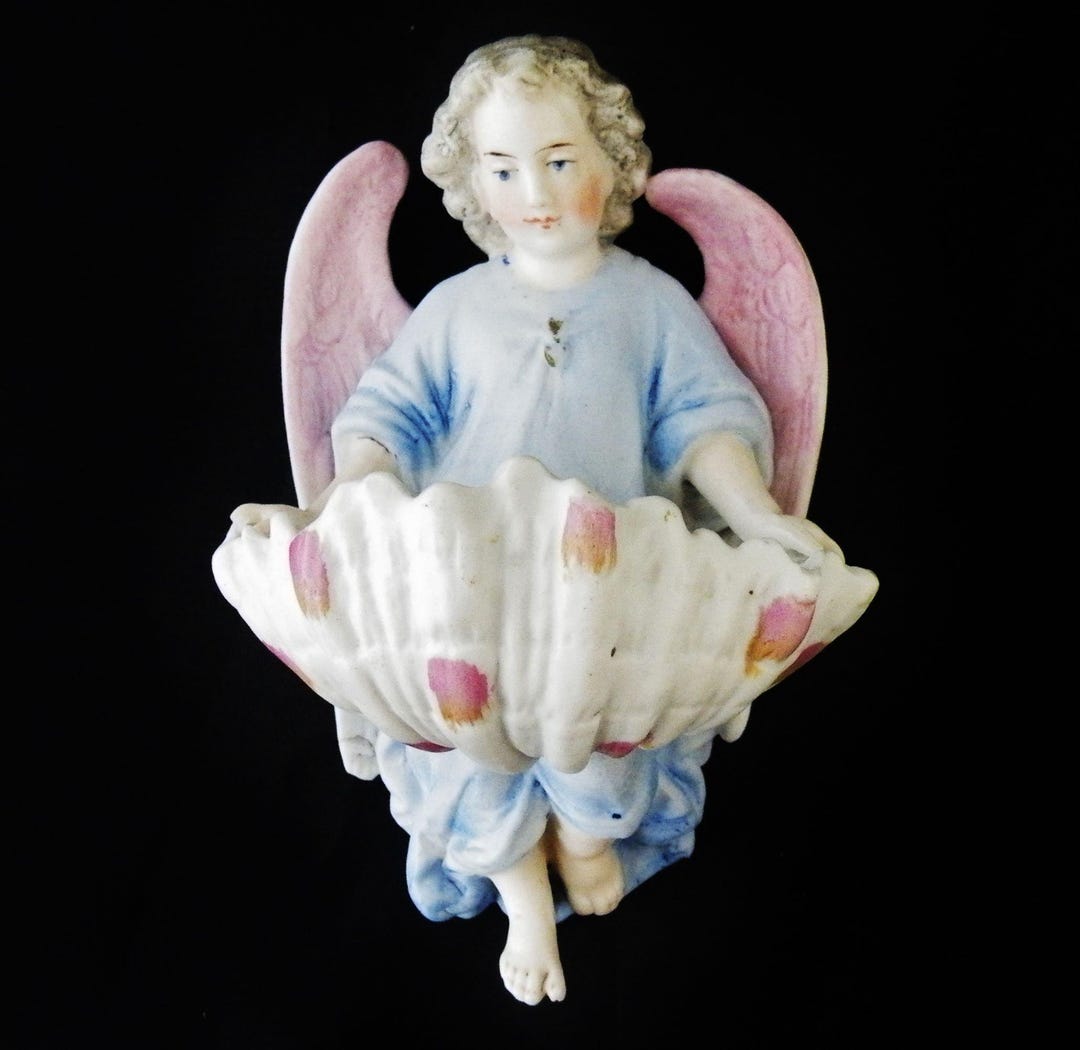 French Vintage Angel Bisque Blessing Font Holy Water Stoupe Etsy UK