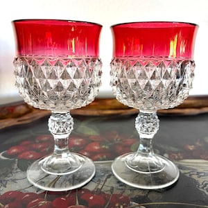 Calici vintage Indiana Glass Ruby Flash, set da 2
