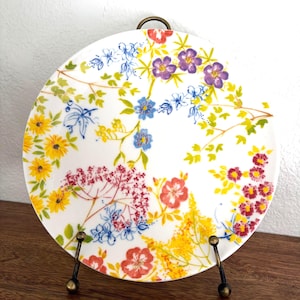 Anthropologie Watercolors Floral Plate Colorful Cottagecore Dinnerware Grandmillennial Decor image 1