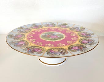 Kuba Rosa tårtfat i porslin | Fragonard kärlekshistorier (Bayern, Tyskland)