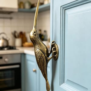 Lådknoppar i mässing "Fågel", skåpknoppar, byråhandtag till barnrum, byråhandtag