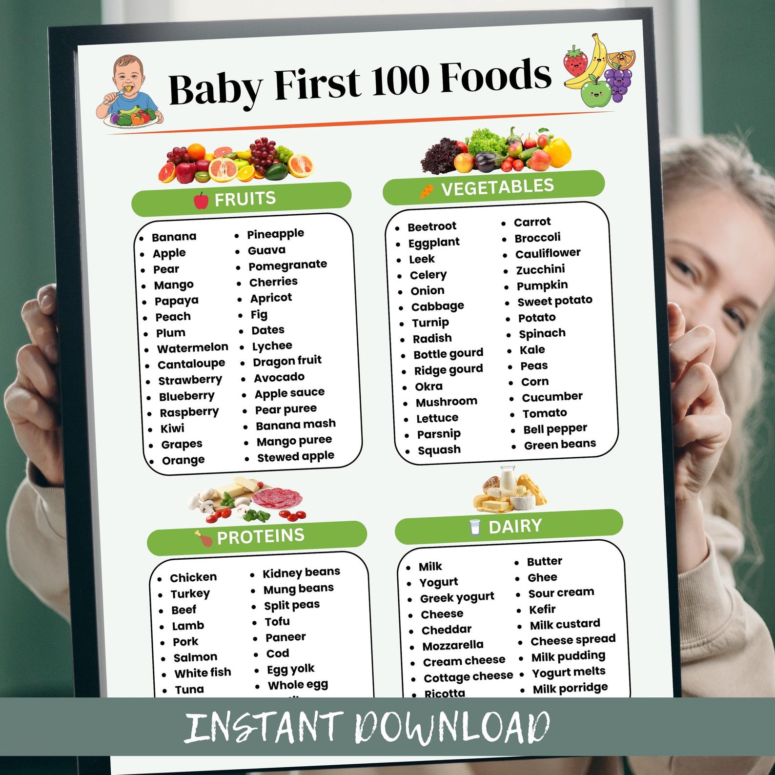Baby First 100 Foods Checklist Baby Food Chart Printable Baby