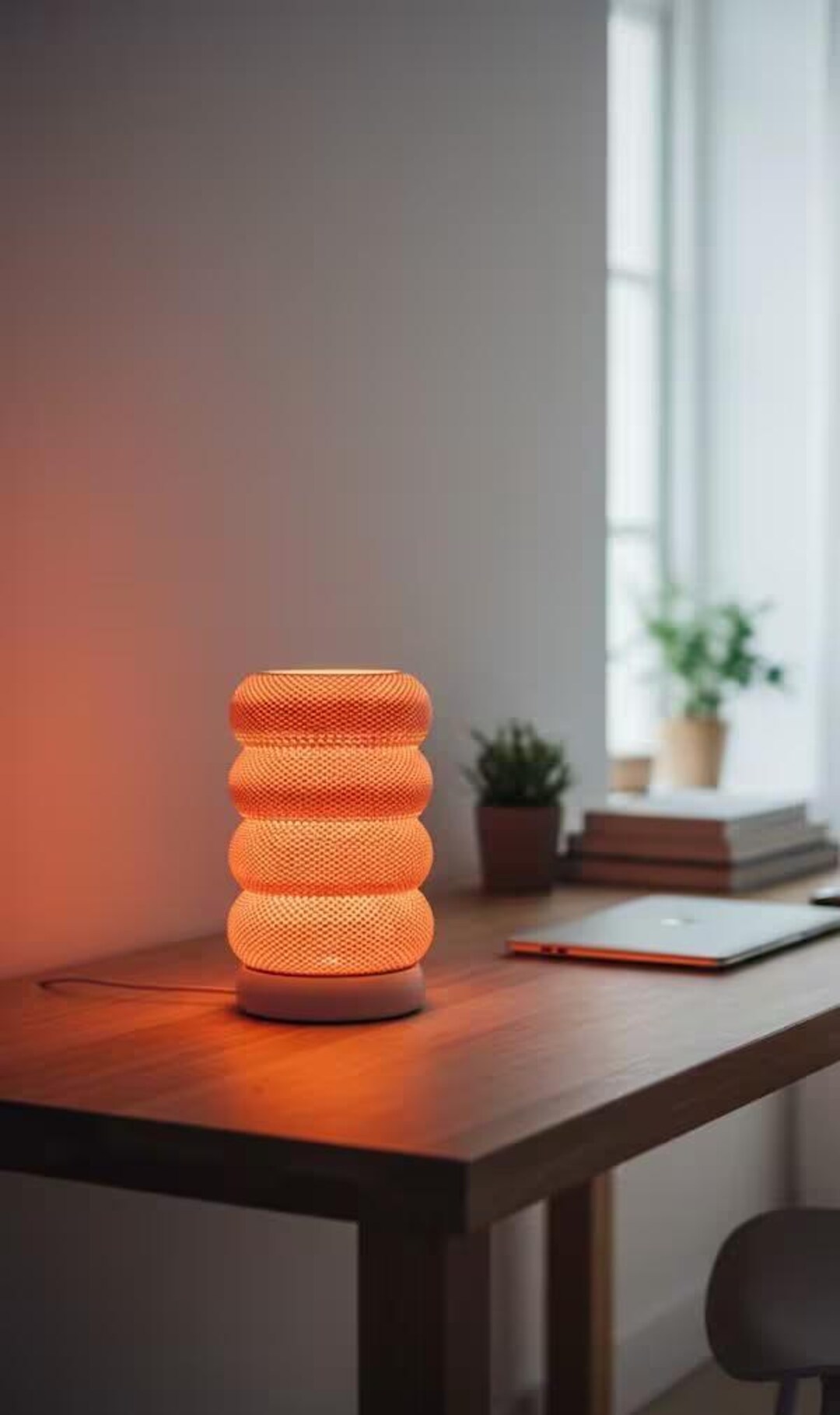 Round Ribbed Table Lamp Sculptural Ribbed Table Lamp – Modern Organic Accent Light - Etsy