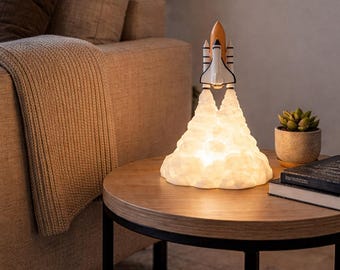 スペースシャトルロケットランプ - モダンな宇宙飛行士の装飾 - ユニークなデスク＆サイドテーブル照明