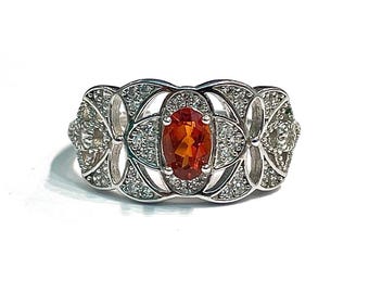 Vintage - Jugendstil - Silber Granat Ring - verstellbar - Geschenk - Verlobungsring