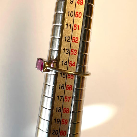 Stackable - sterling silver ring with pink baguet… - image 7