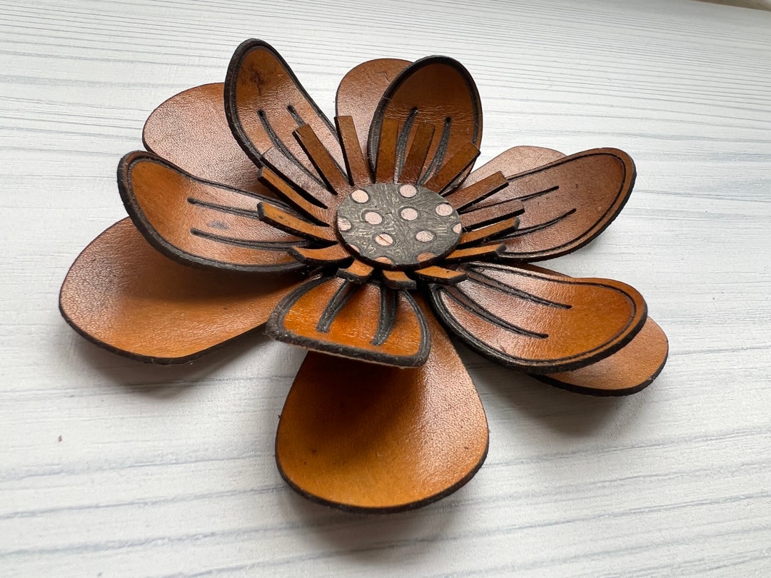 Laser Cut Leather Flower - 4.5