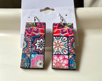 Talavera Look Colorful Earrings: Nickel Free