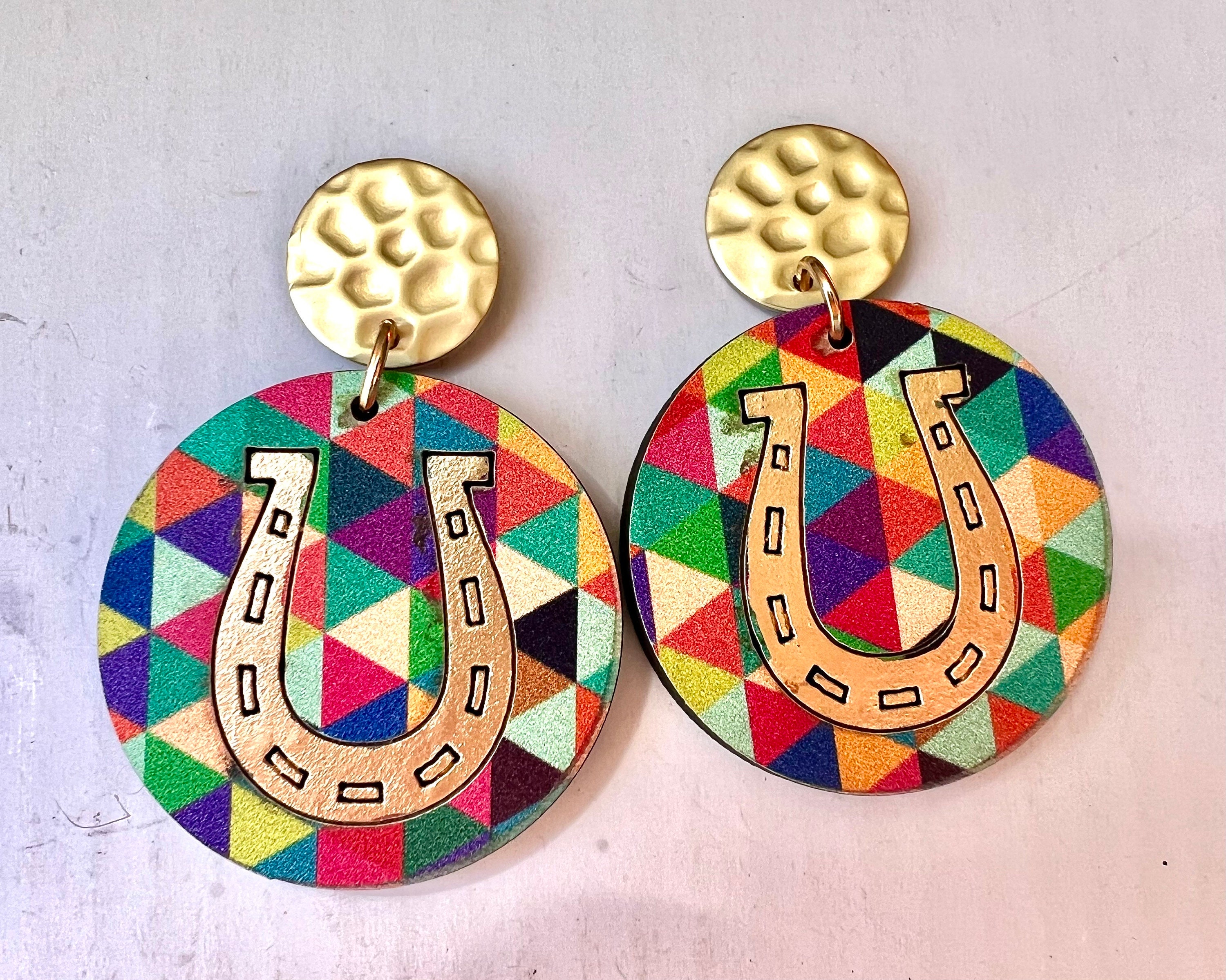 Pink Leopard Horseshoe Earrings Pink Leopard Horseshoe Earrings