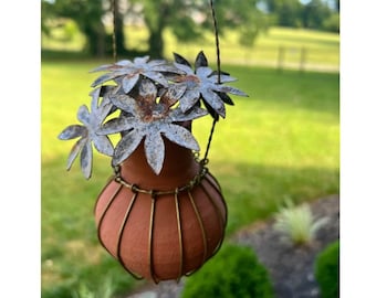 Terra Cotta Hanging Pot with Flowers