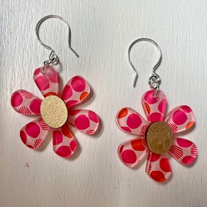 Flower Earrings Orange Pink