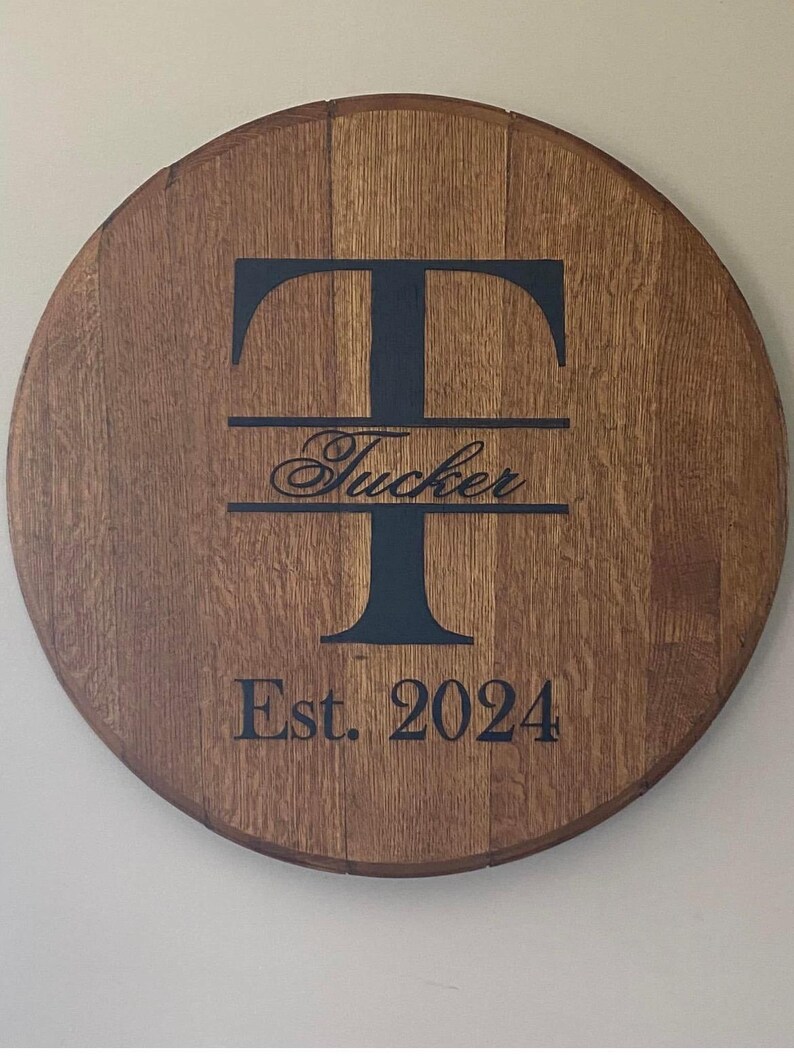 Personalized Barrel Lid Wedding Guestbook image 1