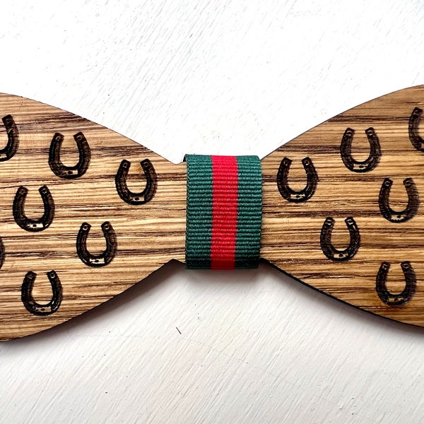 Derby Horse Wood Bow Tie