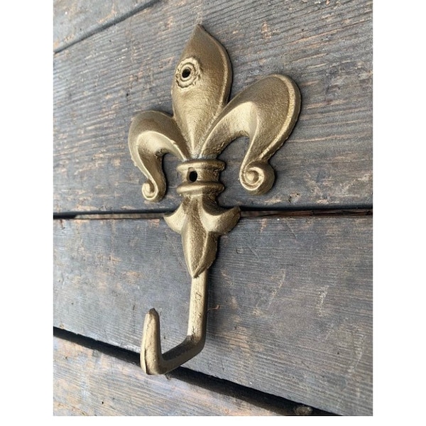 Fleur De Lis Wall Hooks - Set Of 2 Metal Gun Or Sword Hangers With Pewter Finish - View #9