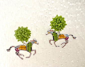 Beaded Horse Earrings: 2-inch Equestrian Jewelry