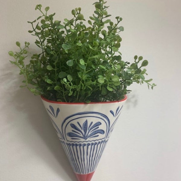 Wall Pocket Planter Handpainted