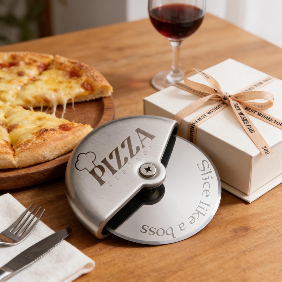 Custom Engraved Pizza Cutter Gift Set, Laser Personalized Stainless ...