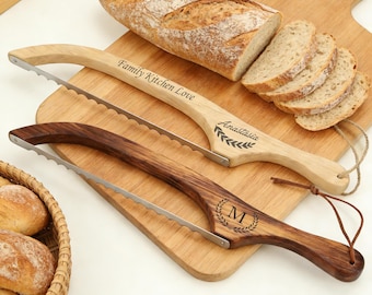 Custom Engraved Bow Bread Knife, Personalized Sourdough Bread Slicer, Thoughtful Gifts for Bakers and Bread Lovers