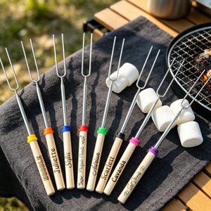 Personalized telescopic grilled fork, Campfire Marshmallows, Telescopic Marshmallow Sticks, Anniversary Gift, Camping, Gift for Her