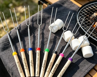 Personalized telescopic grilled fork, Campfire Marshmallows, Telescopic Marshmallow Sticks, Anniversary Gift, Camping, Gift for Her