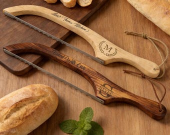 Personalized Engraved Wooden Bread Knife, Sourdough Bread Slicer, Kitchen Tool, Baker Gifts, Personalized Valentine’s Day Gift for Her