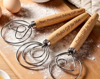 Personalized Dough Whisk Gift for Mom, Engraved Danish Dough Whisk, Sourdough Bread Tool, Custom Baking Gift, Housewarming Gift