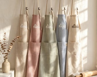 Personalized Cooking Apron with Pocket, Custom Kitchen Apron with Name, Apron for Women, Gift for Mom, Gift for Her, Cooking Gift