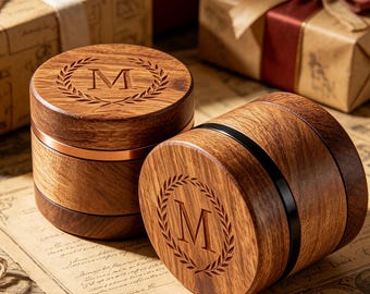 Personalized Wooden Grinder, Custom Engraved Walnut 4 Layer Herb Grinder, Gift for Him, Groomsmen Gift, Unique Mens Birthday Gift