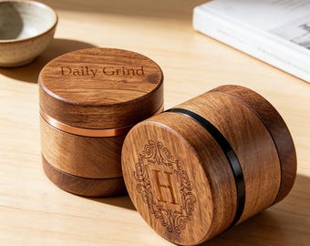 Personalized Engraved Walnut Grinder, Custom Wooden 4 Layer Grinder, Herb Spice Grinder, Unique Birthday Gift for Him Her, valentines gift