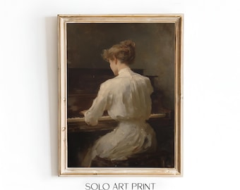 Vintage Woman at Piano Portrait Print | Elegant Victorian Art (Digital Download)