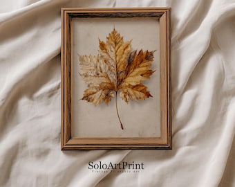 Vintage Autumn Maple Leaf Printable Wall Art | Botanical Art Print | Fall Leaf Printable | Halloween Art Print (Digital Download)