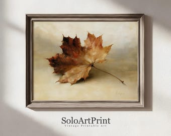 Vintage Autumn Maple Leaf Printable Wall Art | Botanical Art Print | Fall Leaf Printable | Halloween Art Print (Digital Download)