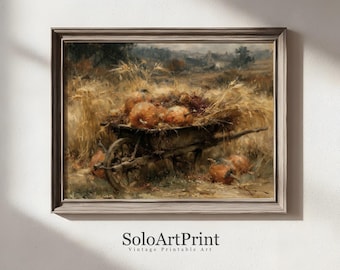 Vintage Pumpkin Printable Wall Art | Autumn Harvest Landscape | Rustic Farmhouse Wall Decor  | Autumn Art Prints (Digital Download)